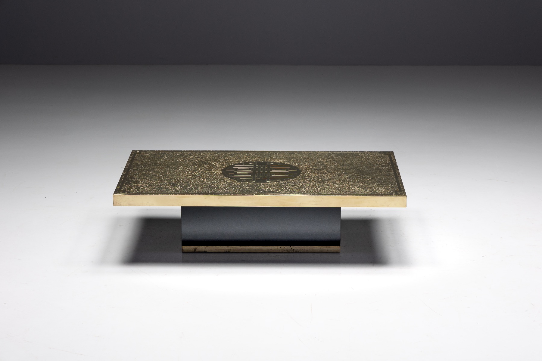 Brass Etched Hollywood Regency Coffee Table by Ricco D - 1970s