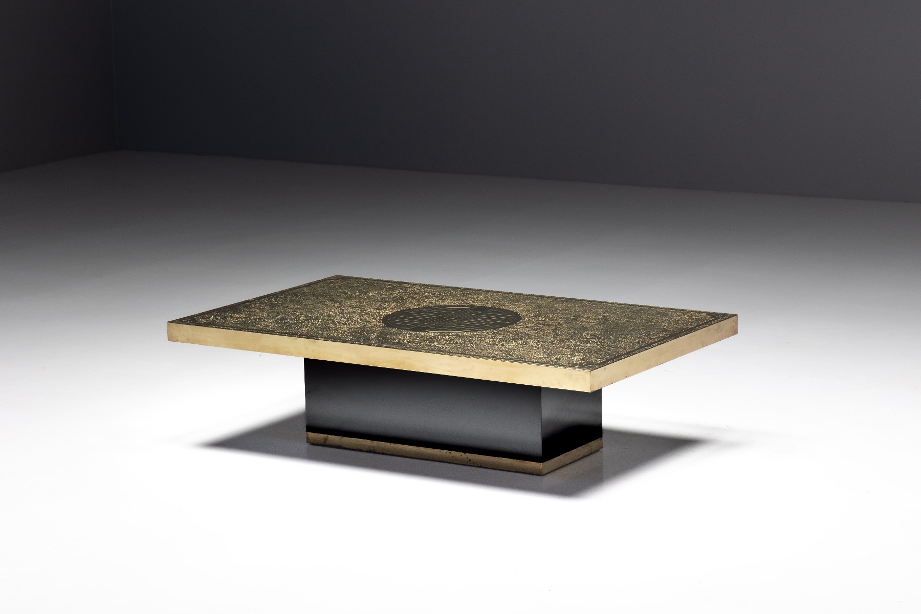 Brass Etched Hollywood Regency Coffee Table by Ricco D - 1970s