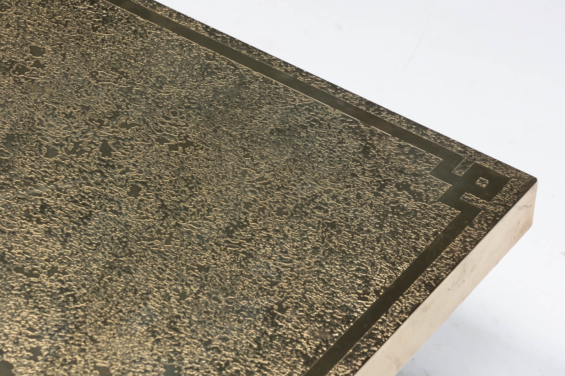 Brass Etched Hollywood Regency Coffee Table by Ricco D - 1970s