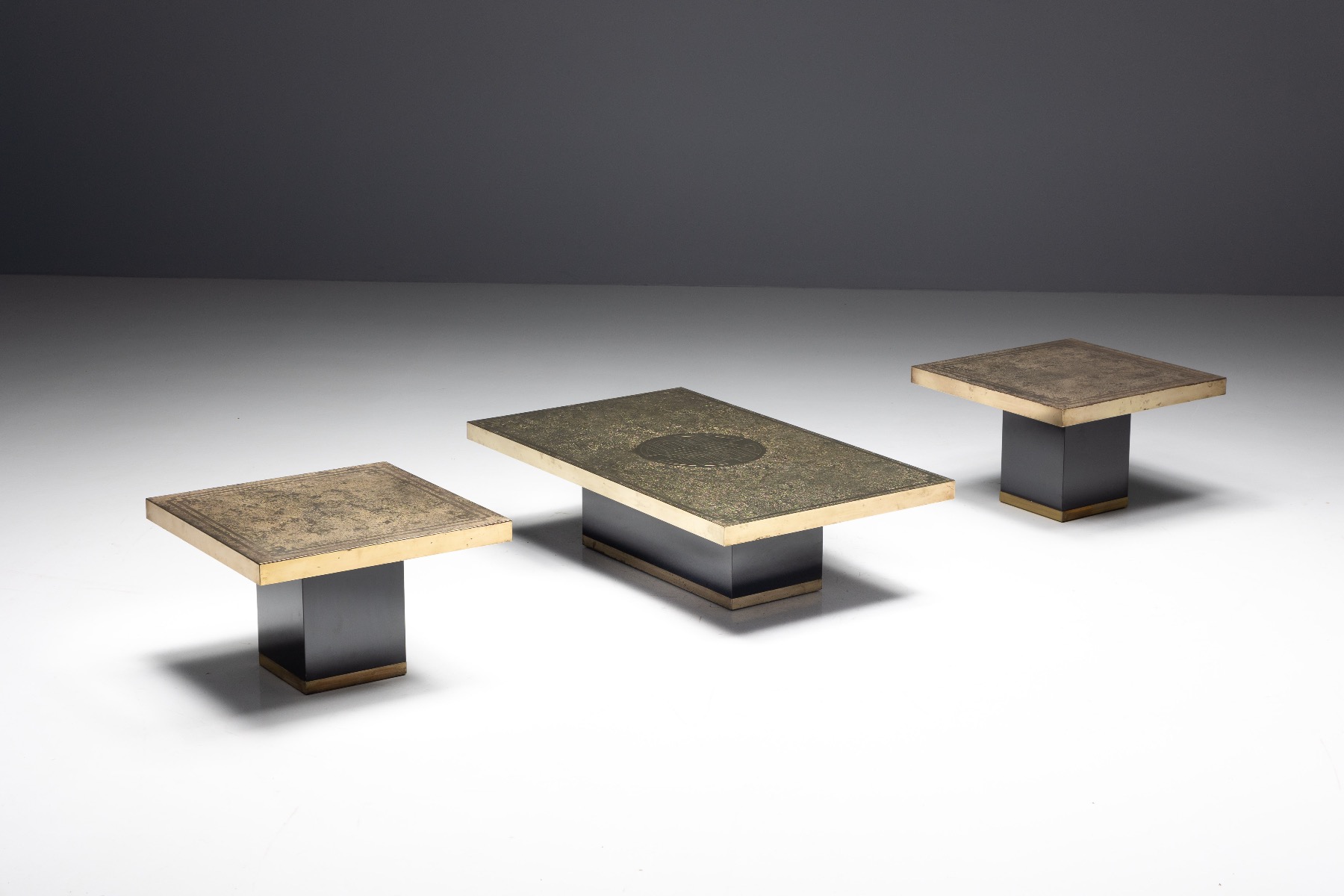 Brass Etched Hollywood Regency Coffee Table by Ricco D - 1970s