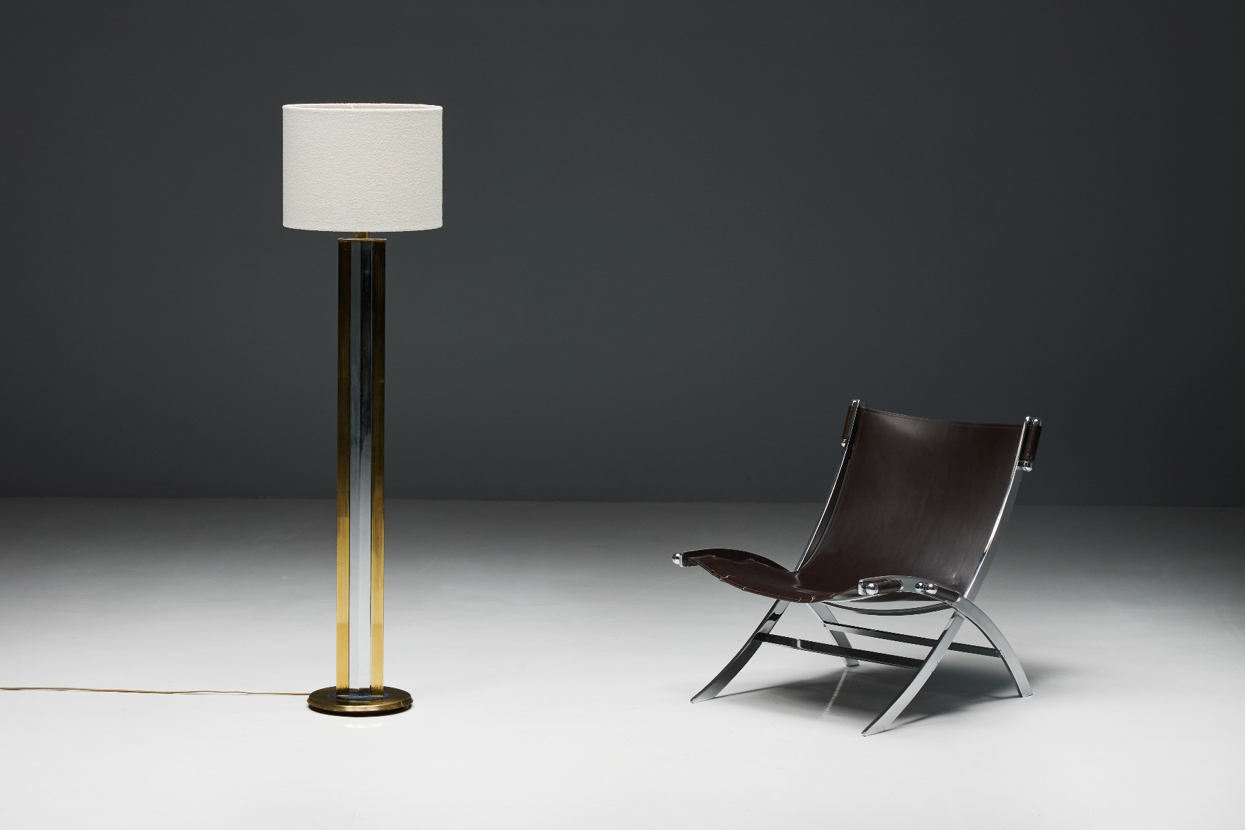 Regency Brass Floor Lamp - 1970s