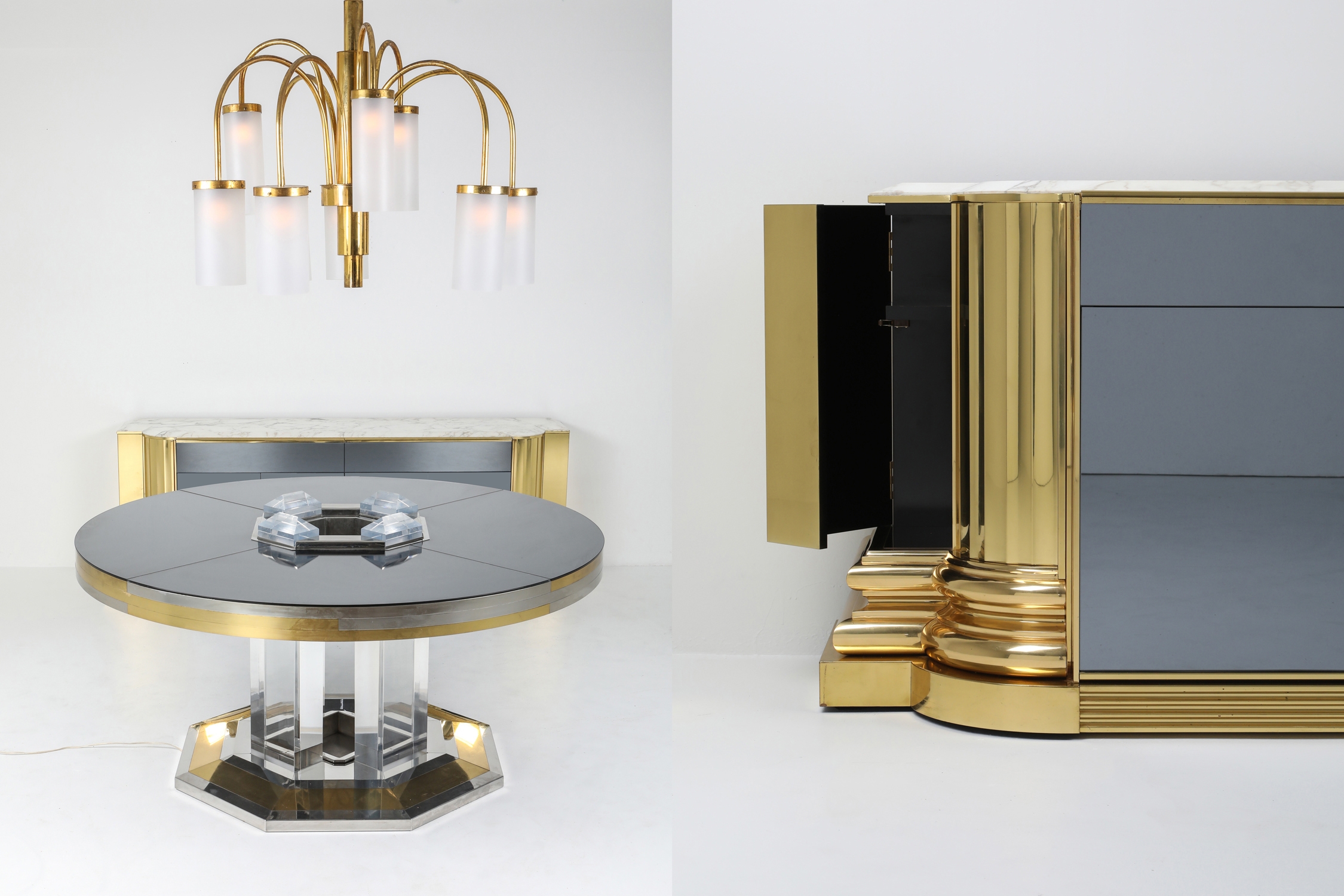Brass And Marble Credenza by Sandro Petti for Maison Jansen - 1970s