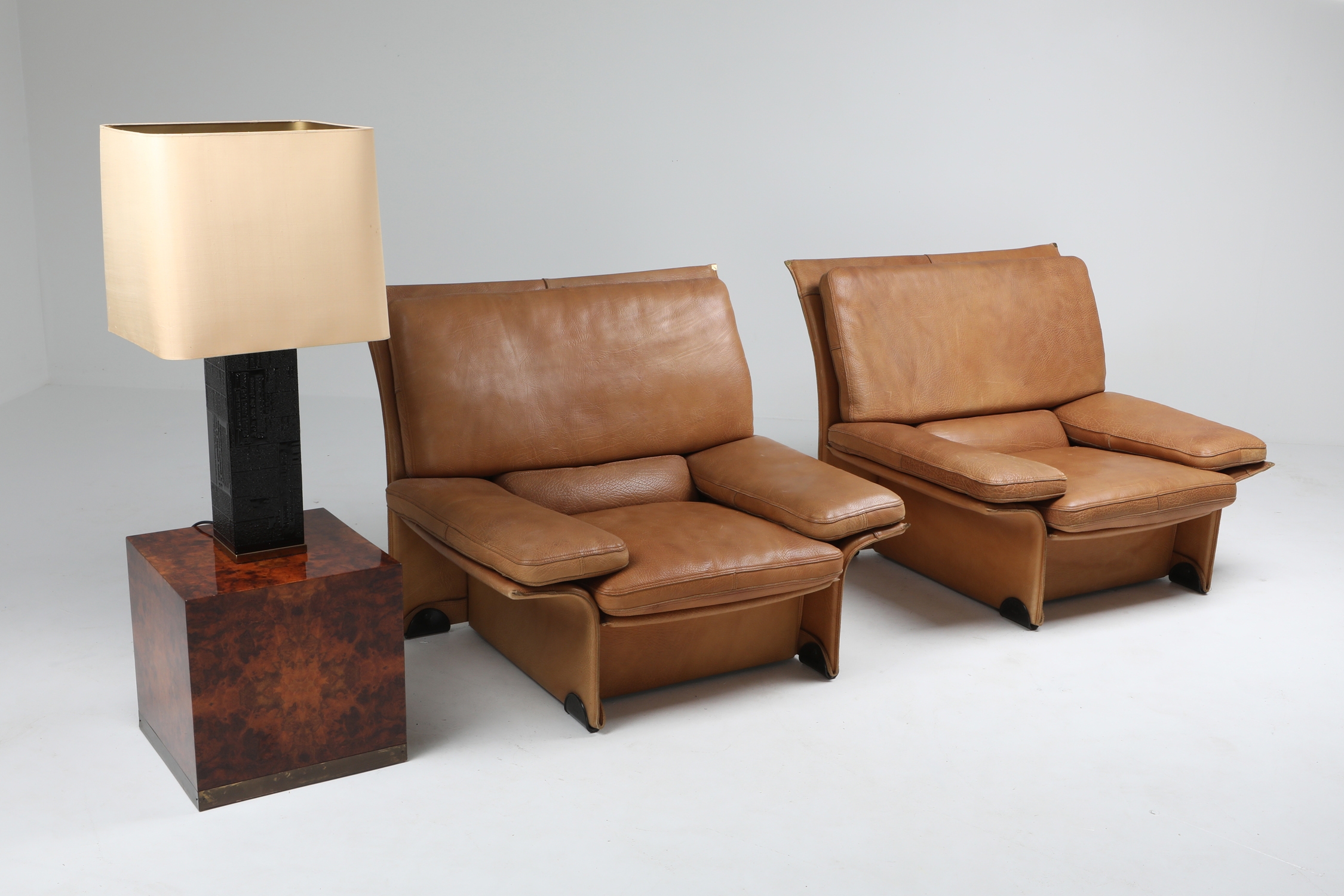 Burl Square Side tables by Jean Claude Mahey - 1970s