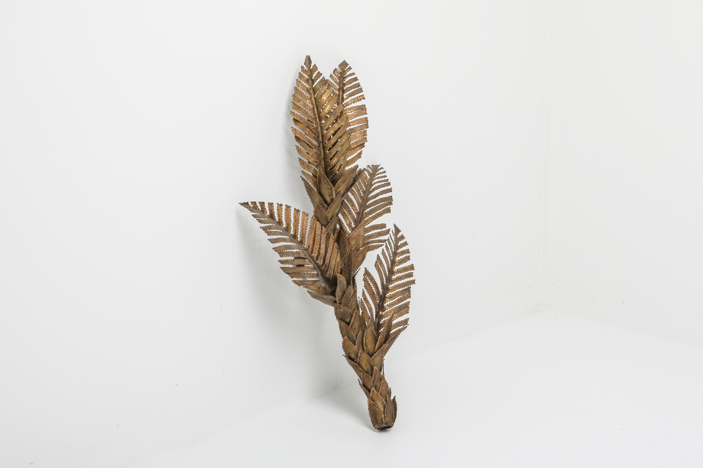 Brass Maison Jansen Palm Tree Wall Sconce - 1970s