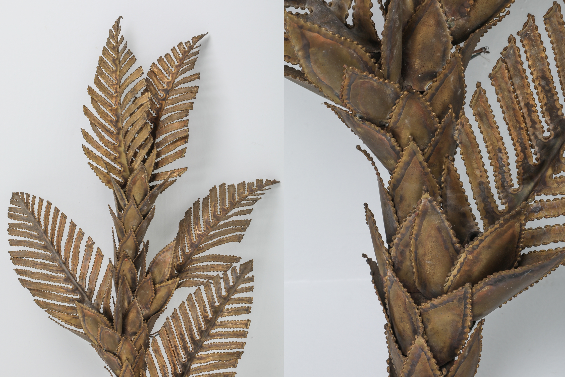 Brass Maison Jansen Palm Tree Wall Sconce - 1970s