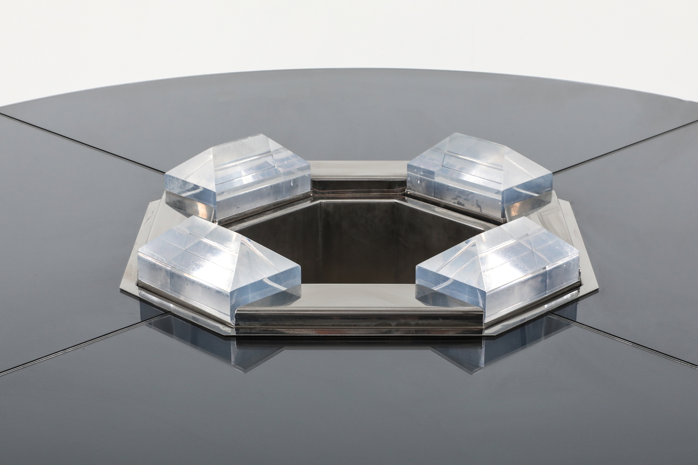 Sandro Petti For Maison Jansen Chrome & Brass Round Dining Table - 1970s