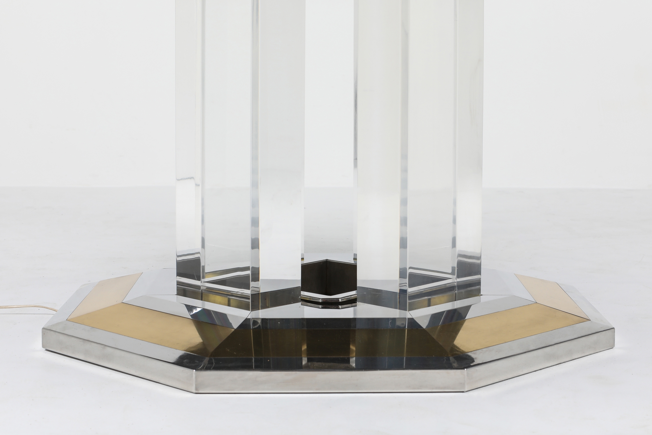 Sandro Petti For Maison Jansen Chrome & Brass Round Dining Table - 1970s