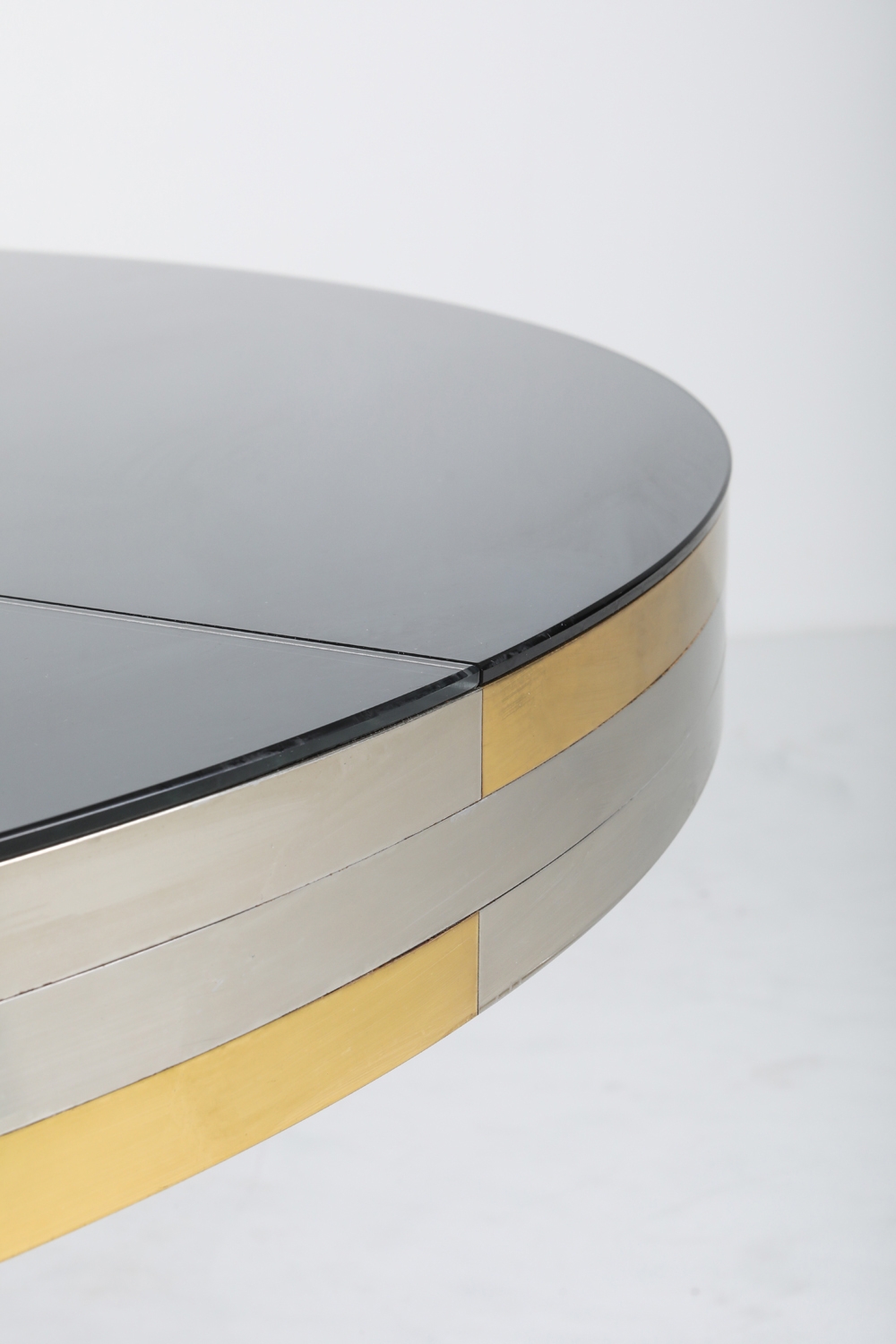 Sandro Petti For Maison Jansen Chrome & Brass Round Dining Table - 1970s