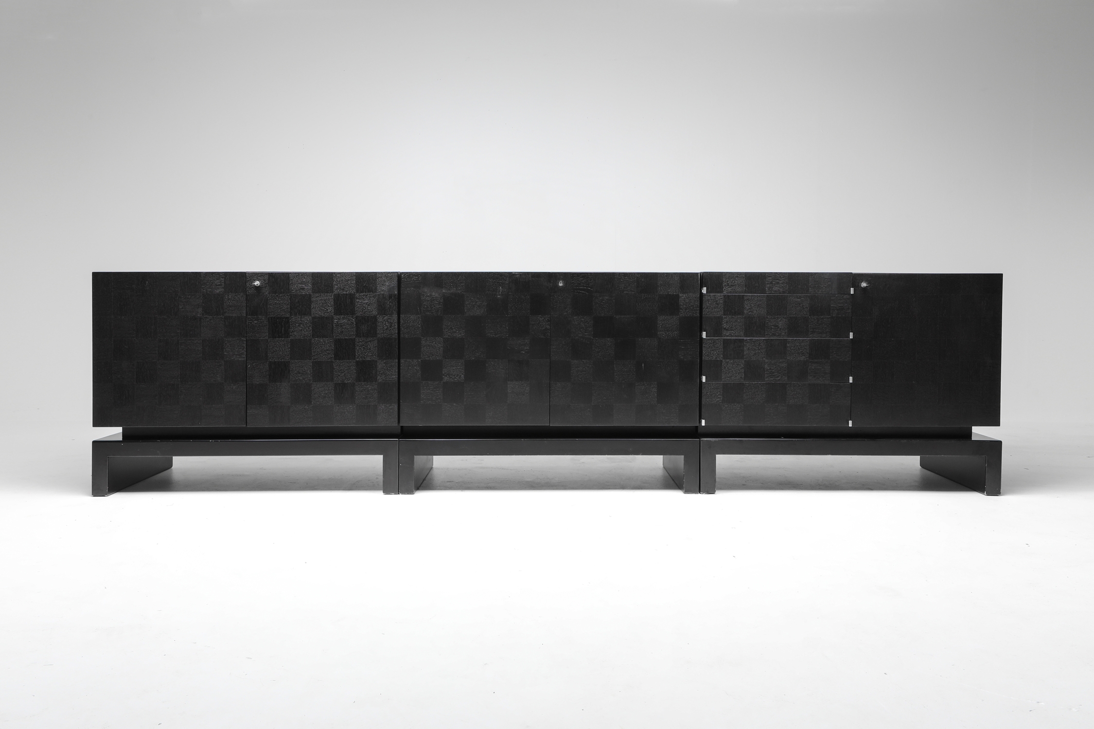 Black Sectional Credenza by De Coene - 1970s