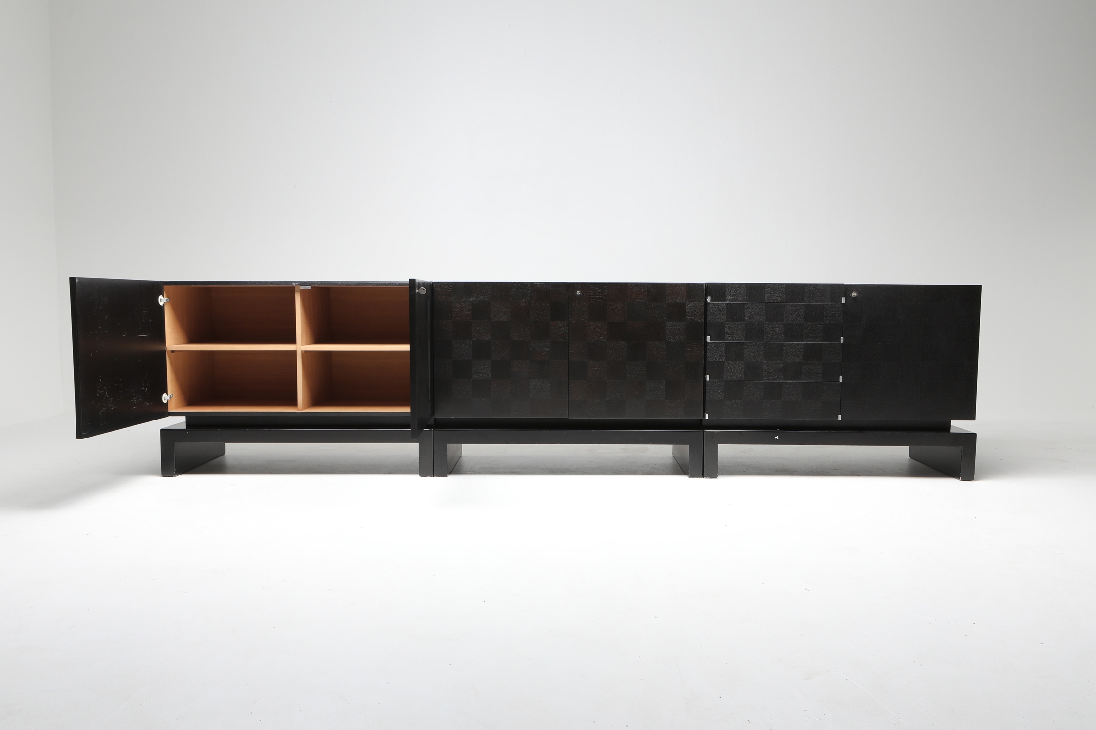 Black Sectional Credenza by De Coene - 1970s