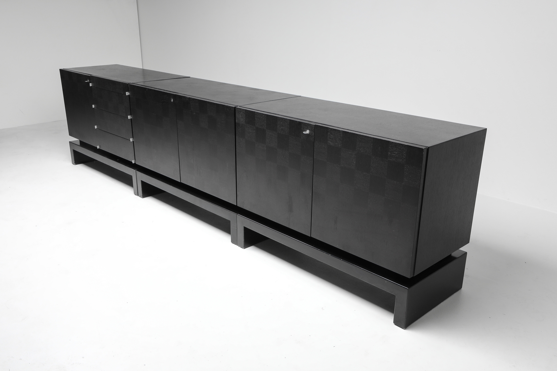 Black Sectional Credenza by De Coene - 1970s