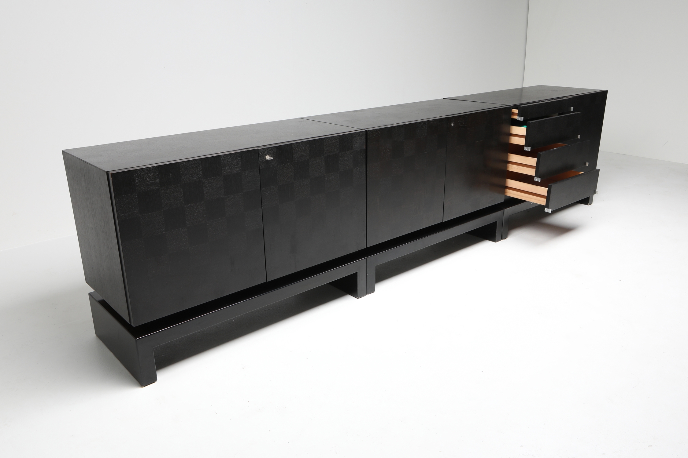 Black Sectional Credenza by De Coene - 1970s