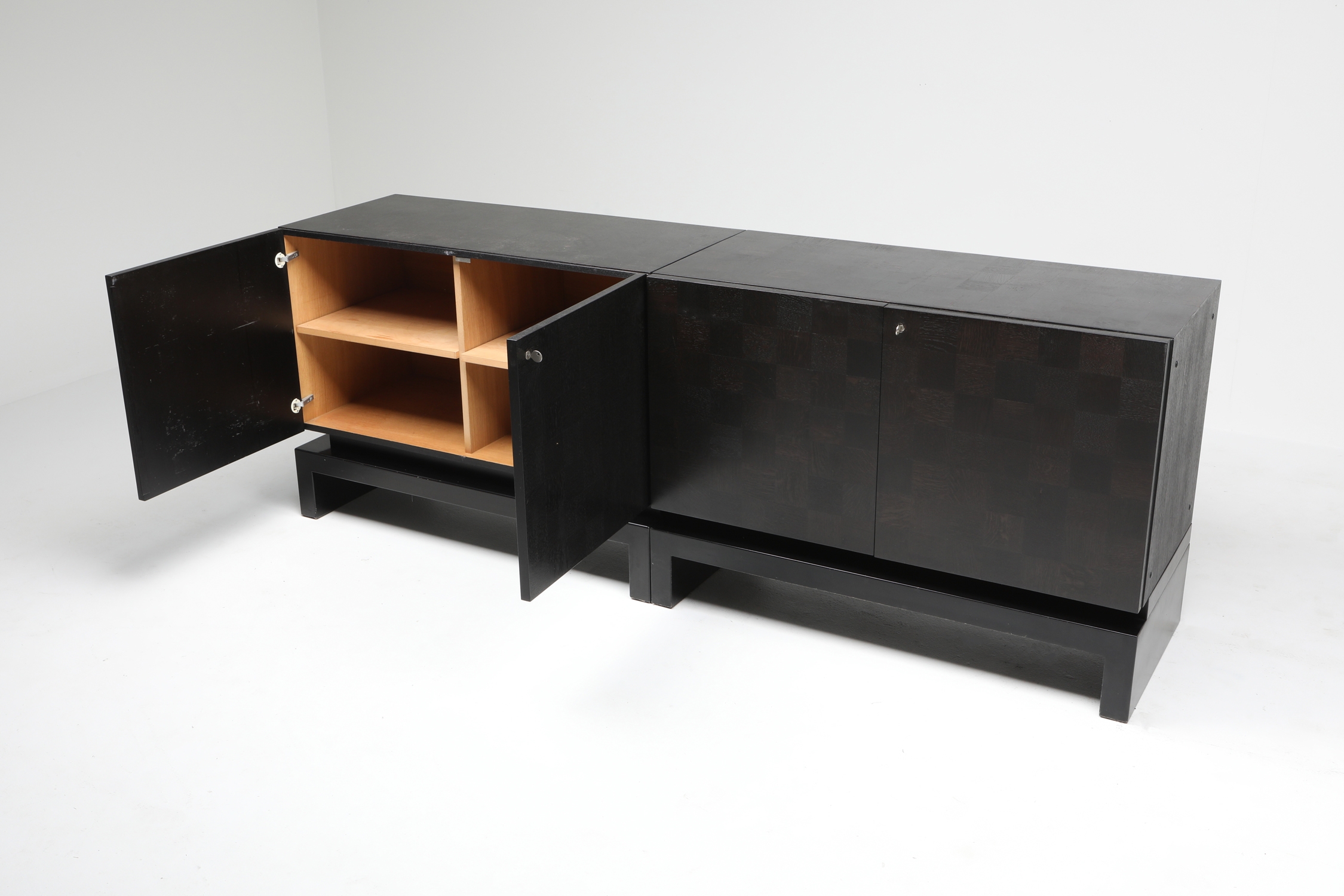 Black Sectional Credenza by De Coene - 1970s