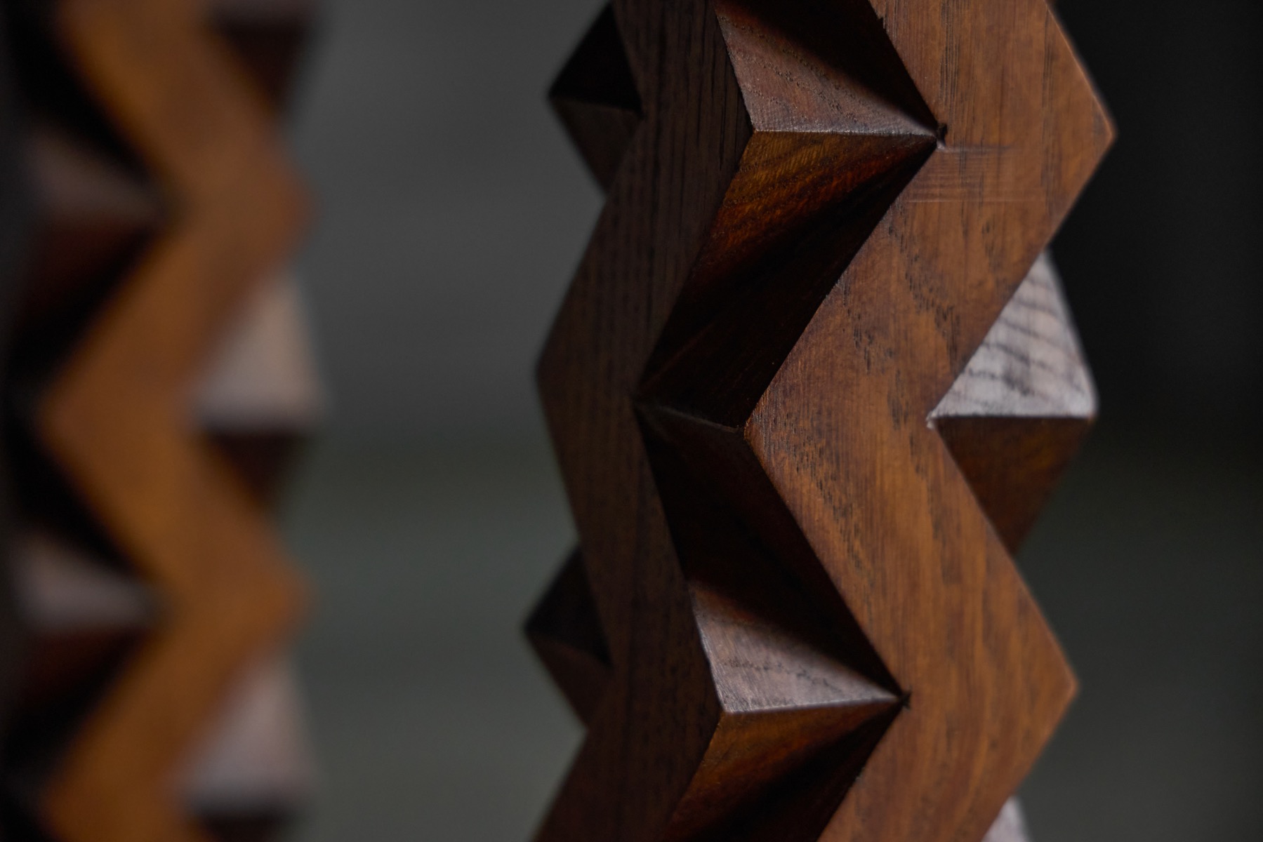 Brutalist Carved Wood Side Table, France - 1960s