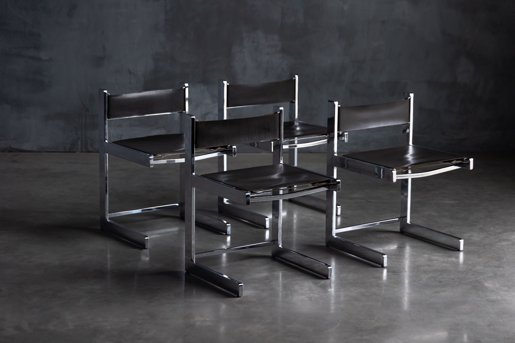 Brutalist Chrome Dining Chairs for Sigma - 1967