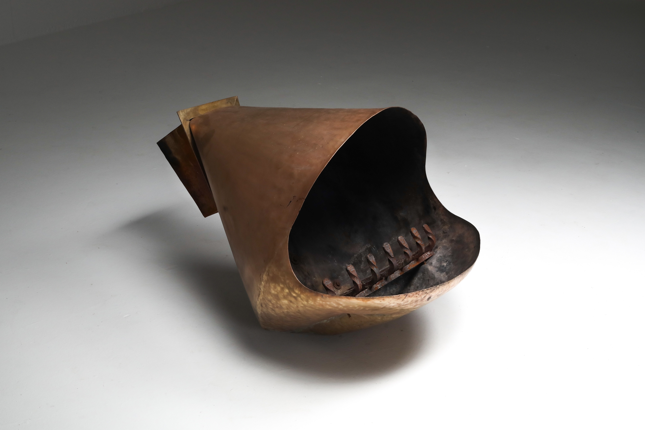 Walter De Buck Brass Fireplace - 1960s