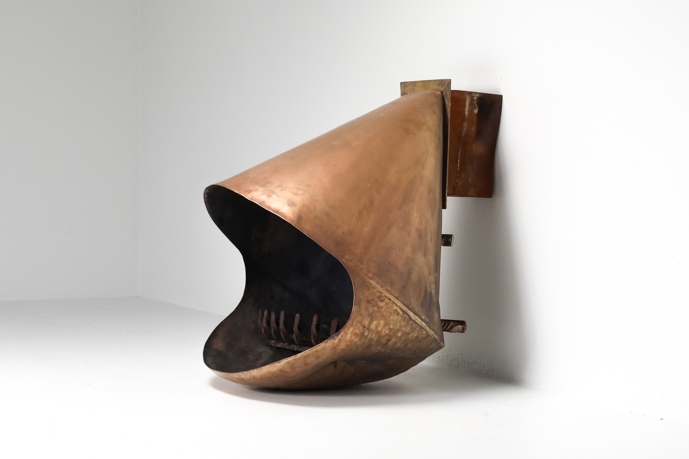 Walter De Buck Brass Fireplace - 1960s