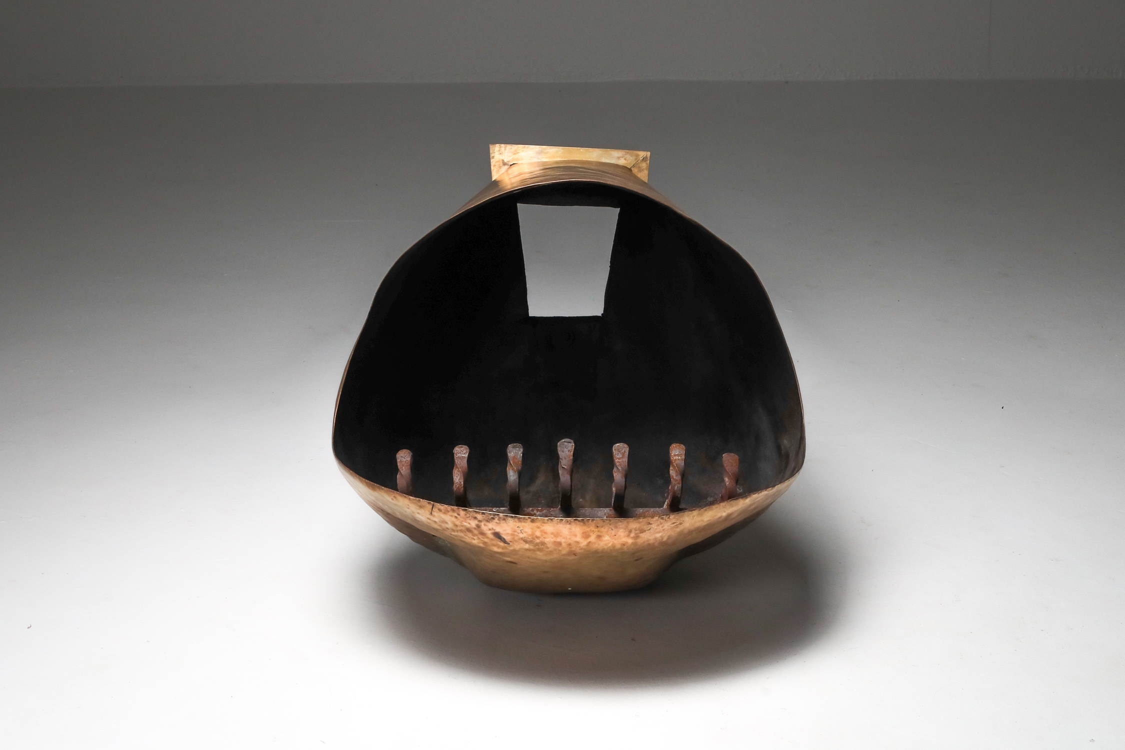 Walter De Buck Brass Fireplace - 1960s