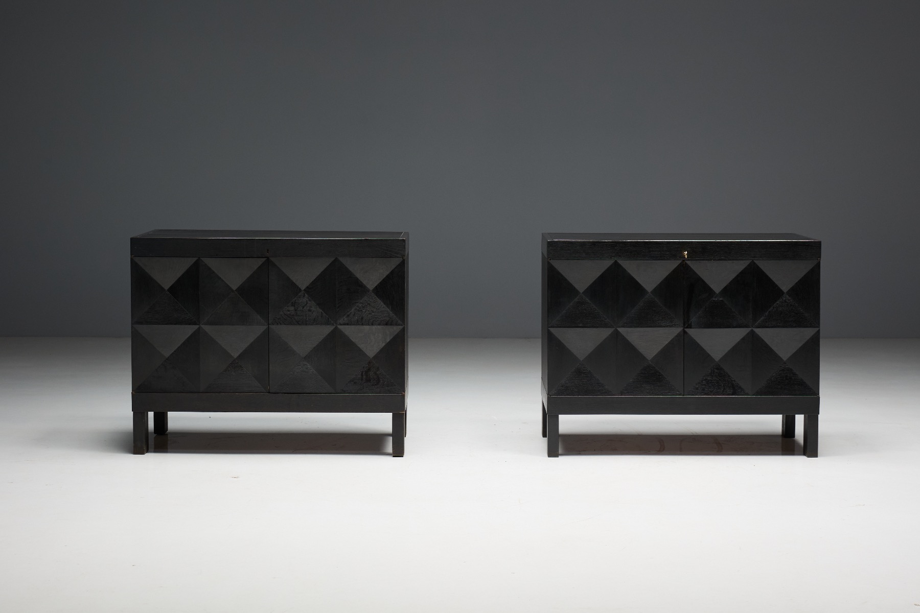 Brutalist De Coene Cabinet in Stained Oak - 1970s