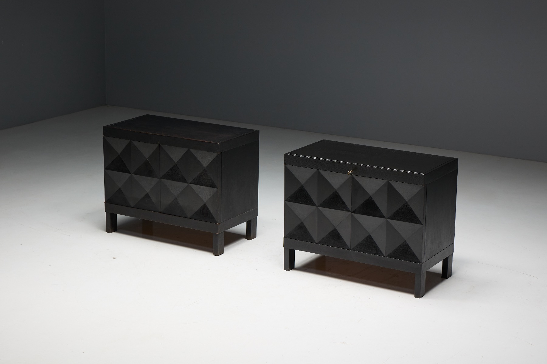 Brutalist De Coene Cabinet in Stained Oak - 1970s