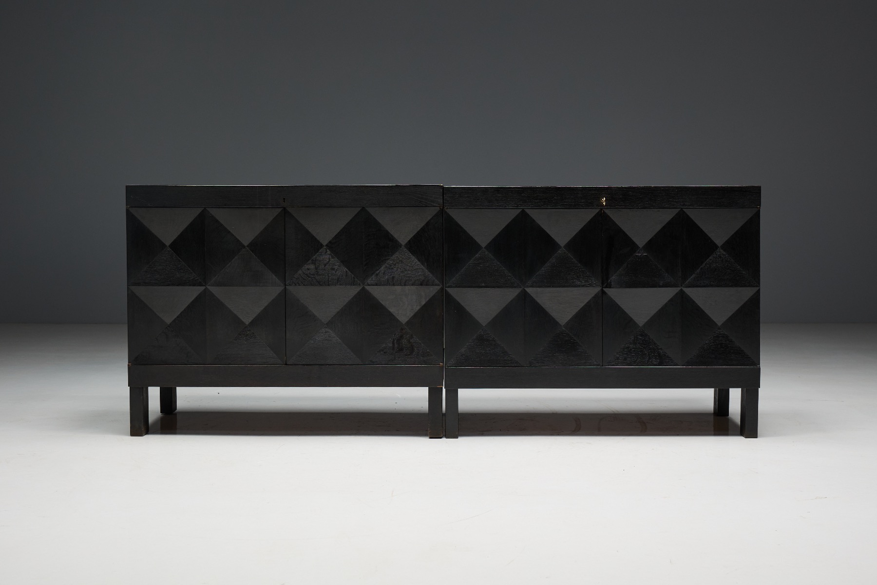 Brutalist De Coene Cabinet in Stained Oak - 1970s