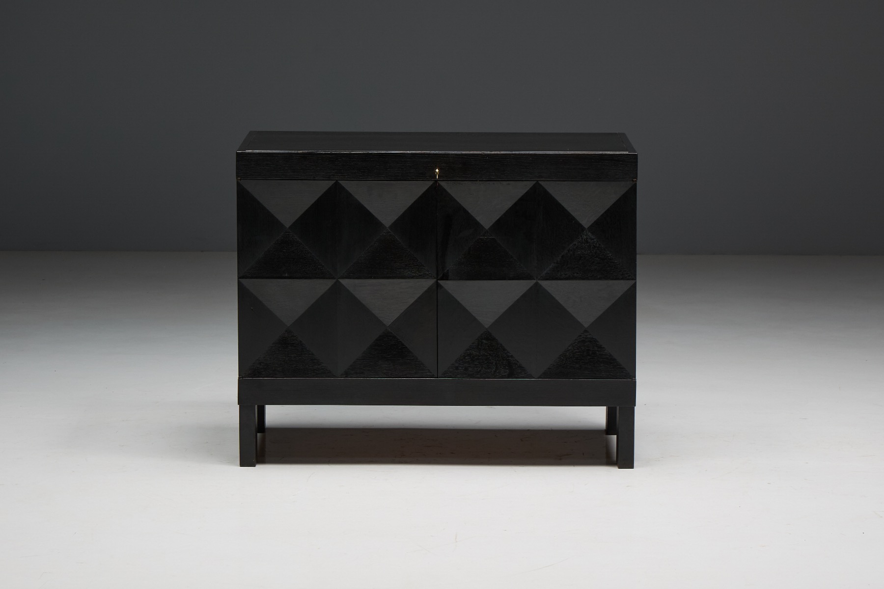 Brutalist De Coene Cabinet in Stained Oak - 1970s