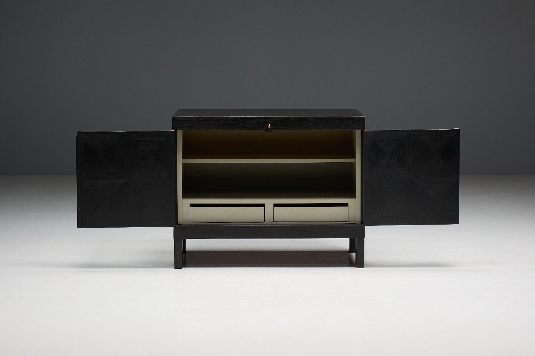 Brutalist De Coene Cabinet in Stained Oak - 1970s