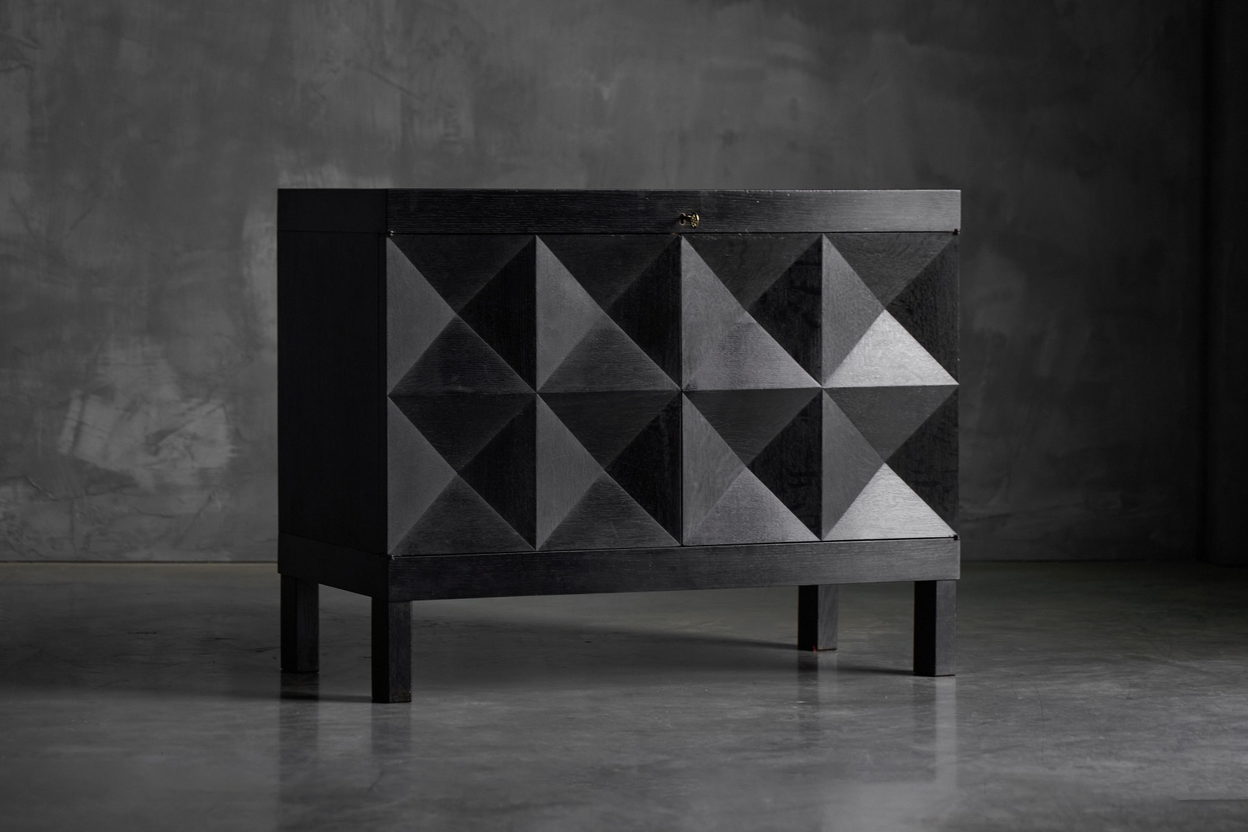 Brutalist De Coene Cabinet in Stained Oak - 1970s