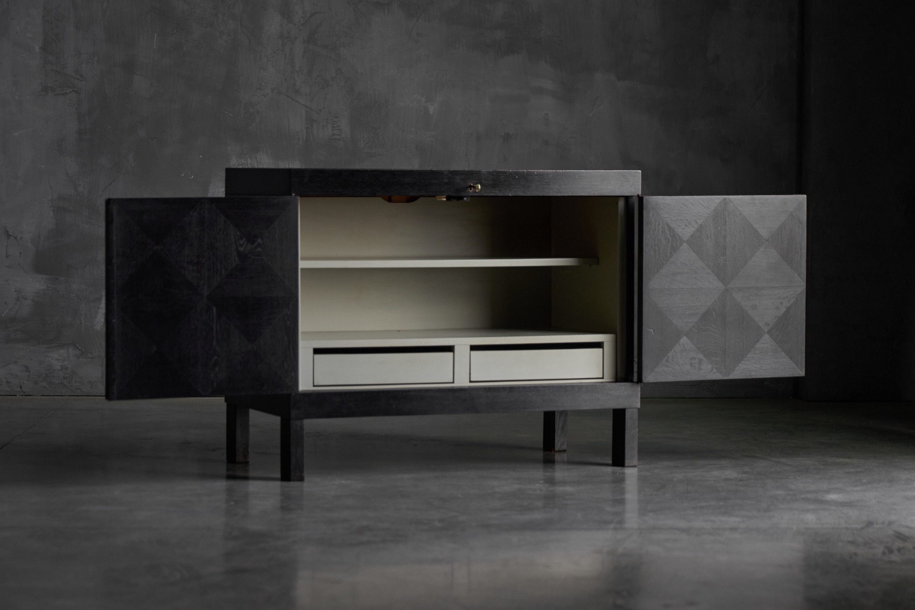Brutalist De Coene Cabinet in Stained Oak - 1970s