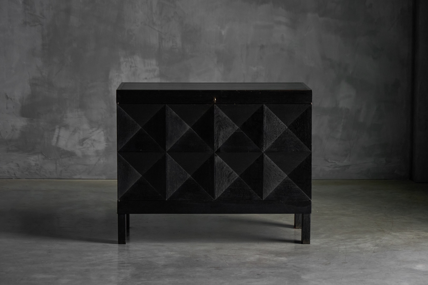Brutalist De Coene Cabinet in Stained Oak - 1970s