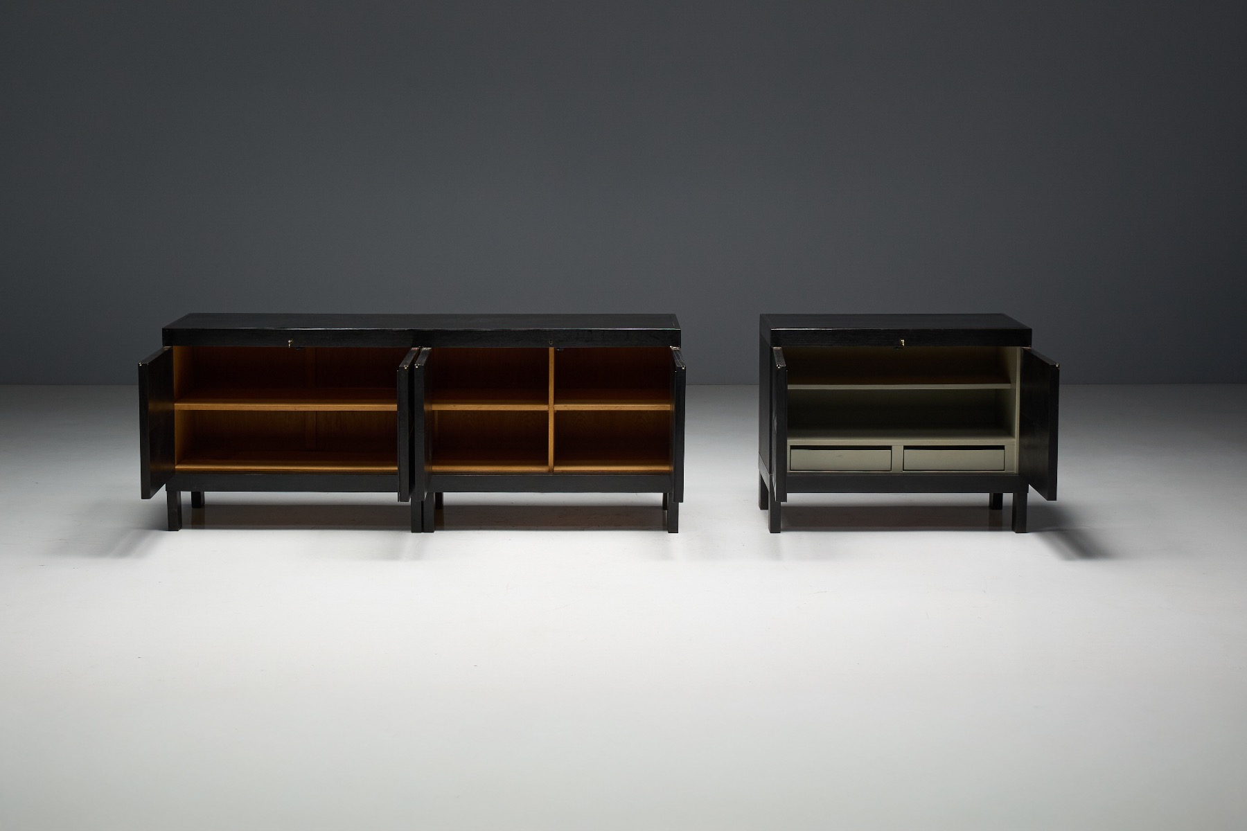 Brutalist De Coene Cabinet in Stained Oak - 1970s