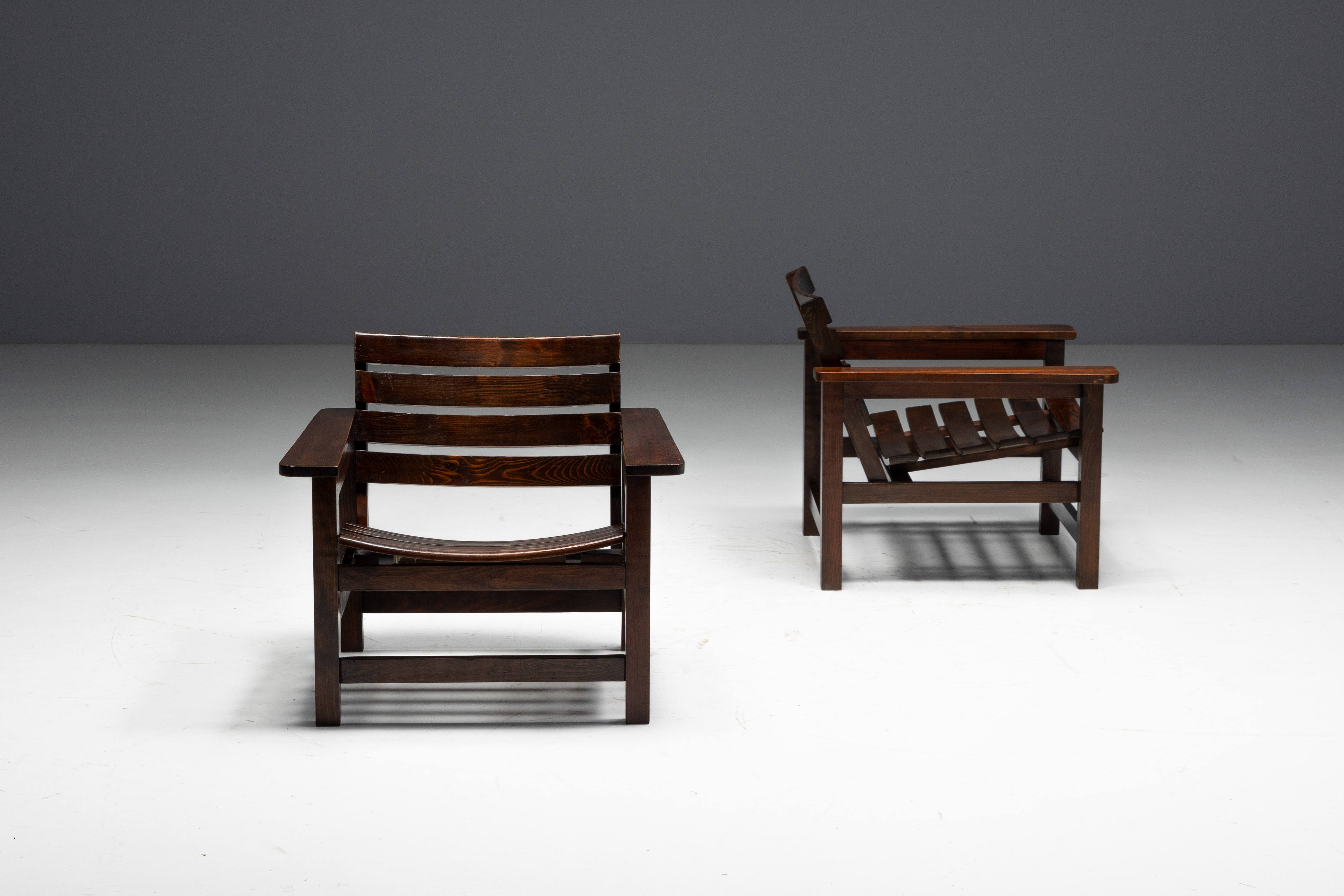Brutalist Lounge Chairs, France - 1970s