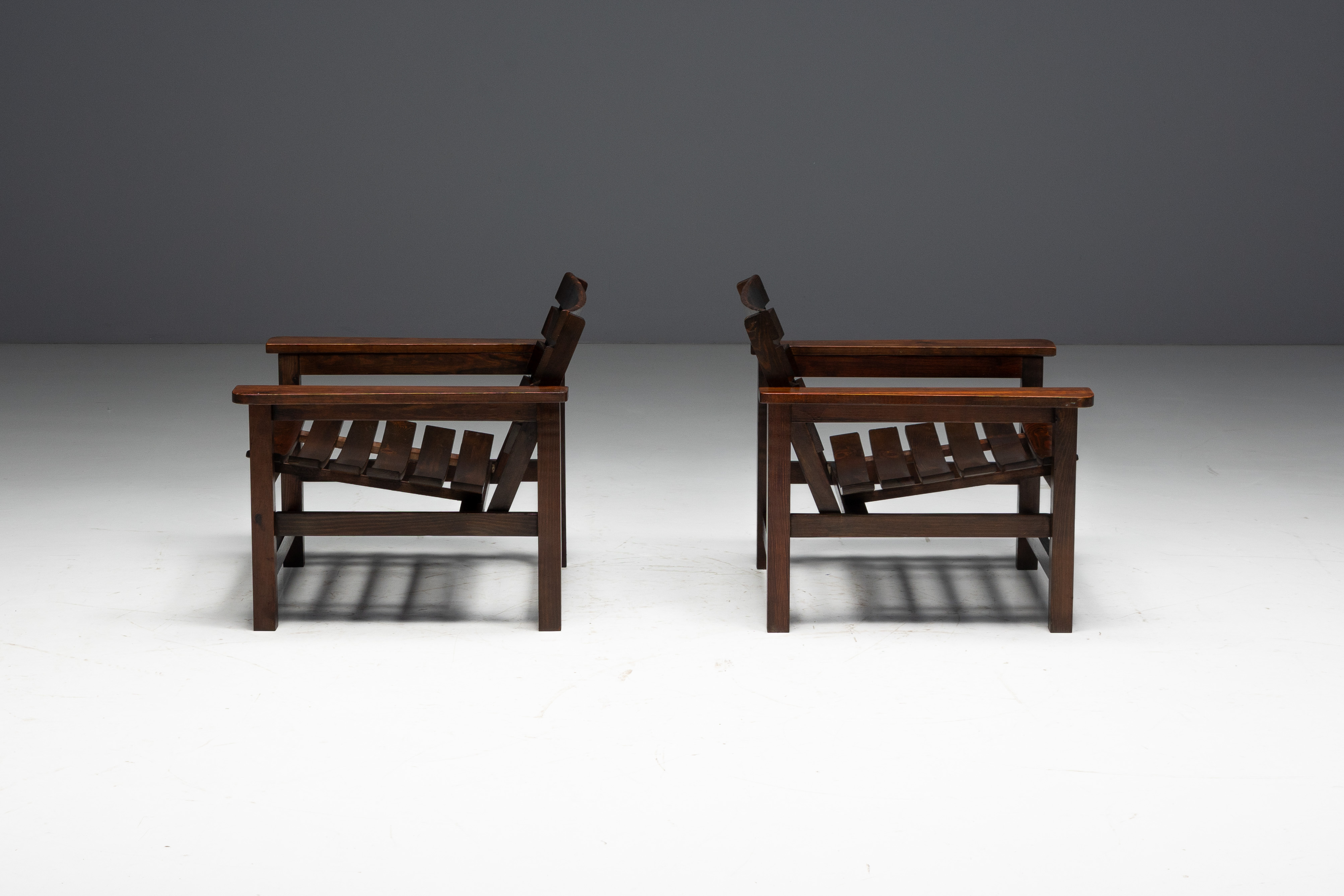 Brutalist Lounge Chairs, France - 1970s
