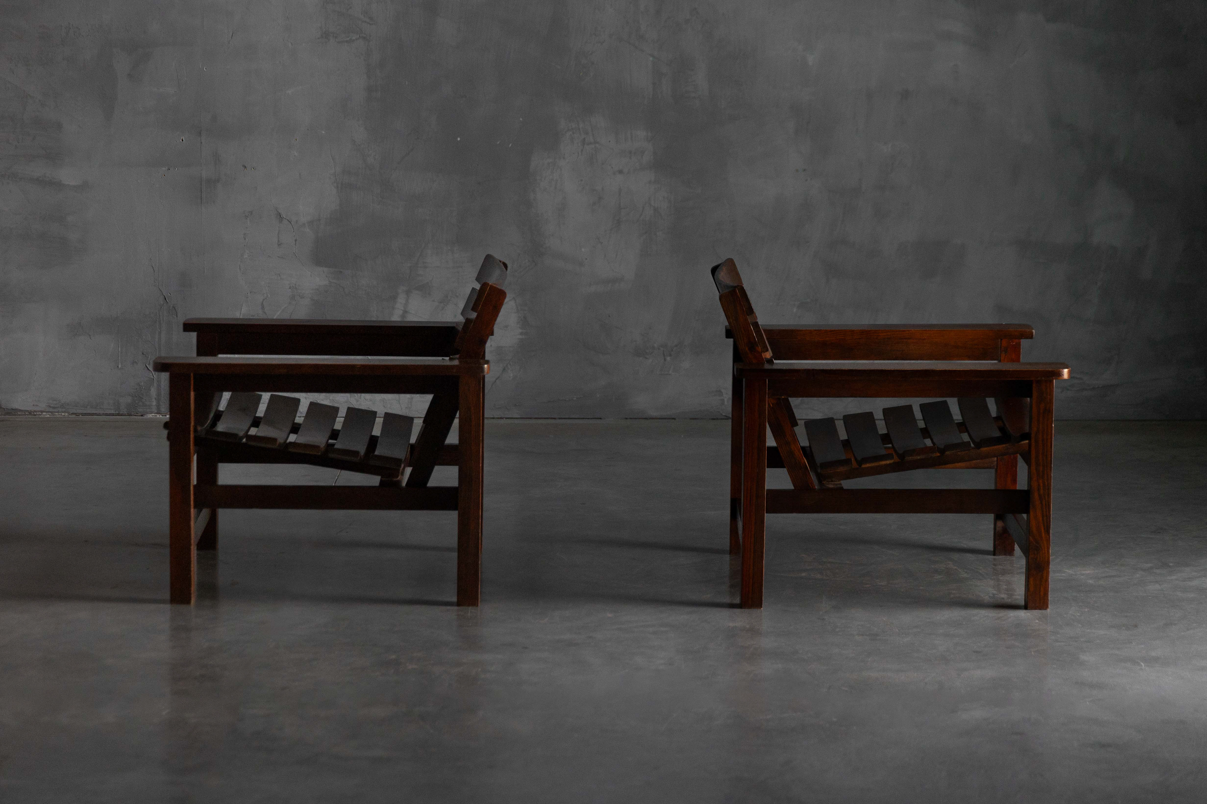 Brutalist Lounge Chairs, France - 1970s