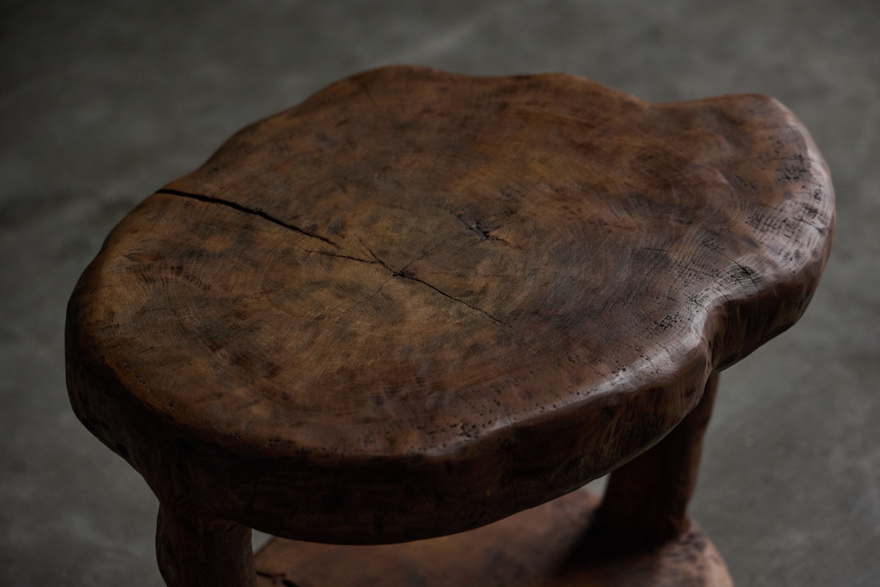 Brutalist Monoxyle Side Table and Chairs - 1980s