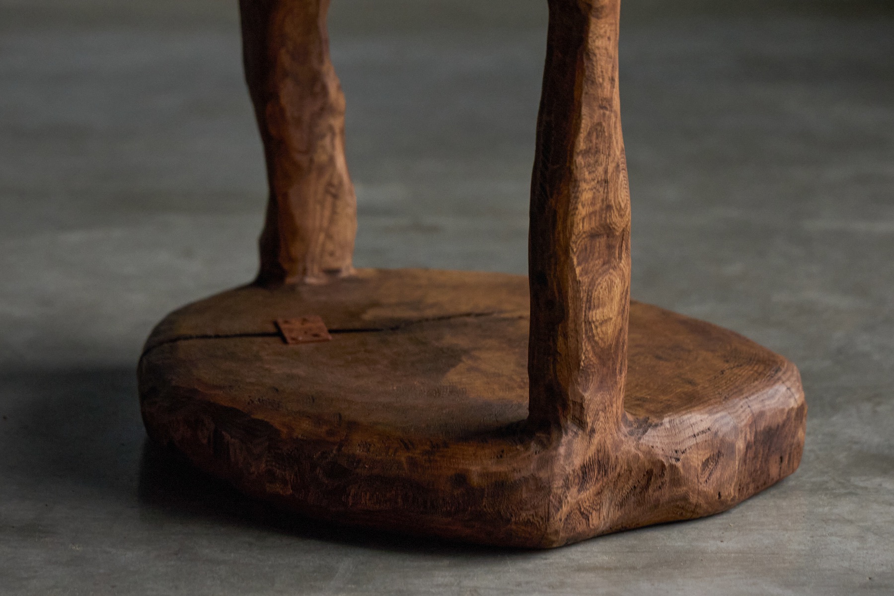 Brutalist Monoxyle Side Table and Chairs - 1980s