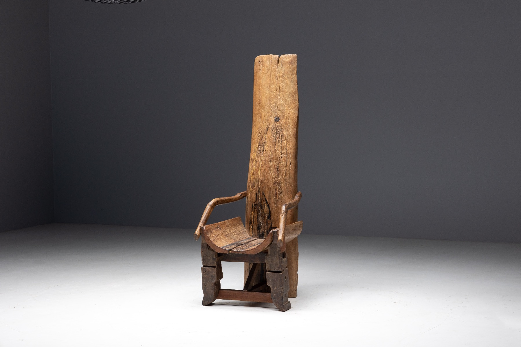 Brutalist Monoxylite Throne Chair - 19th Century