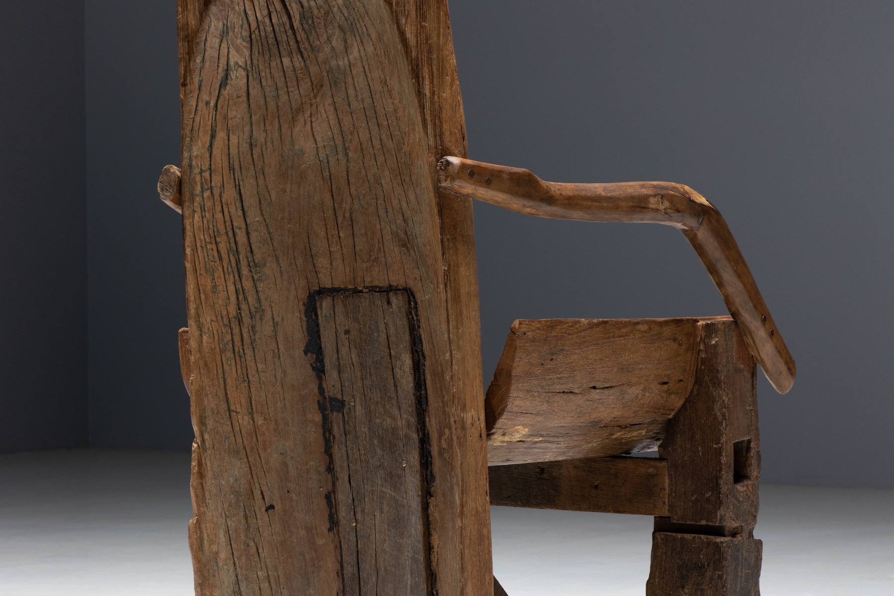 Brutalist Monoxylite Throne Chair - 19th Century