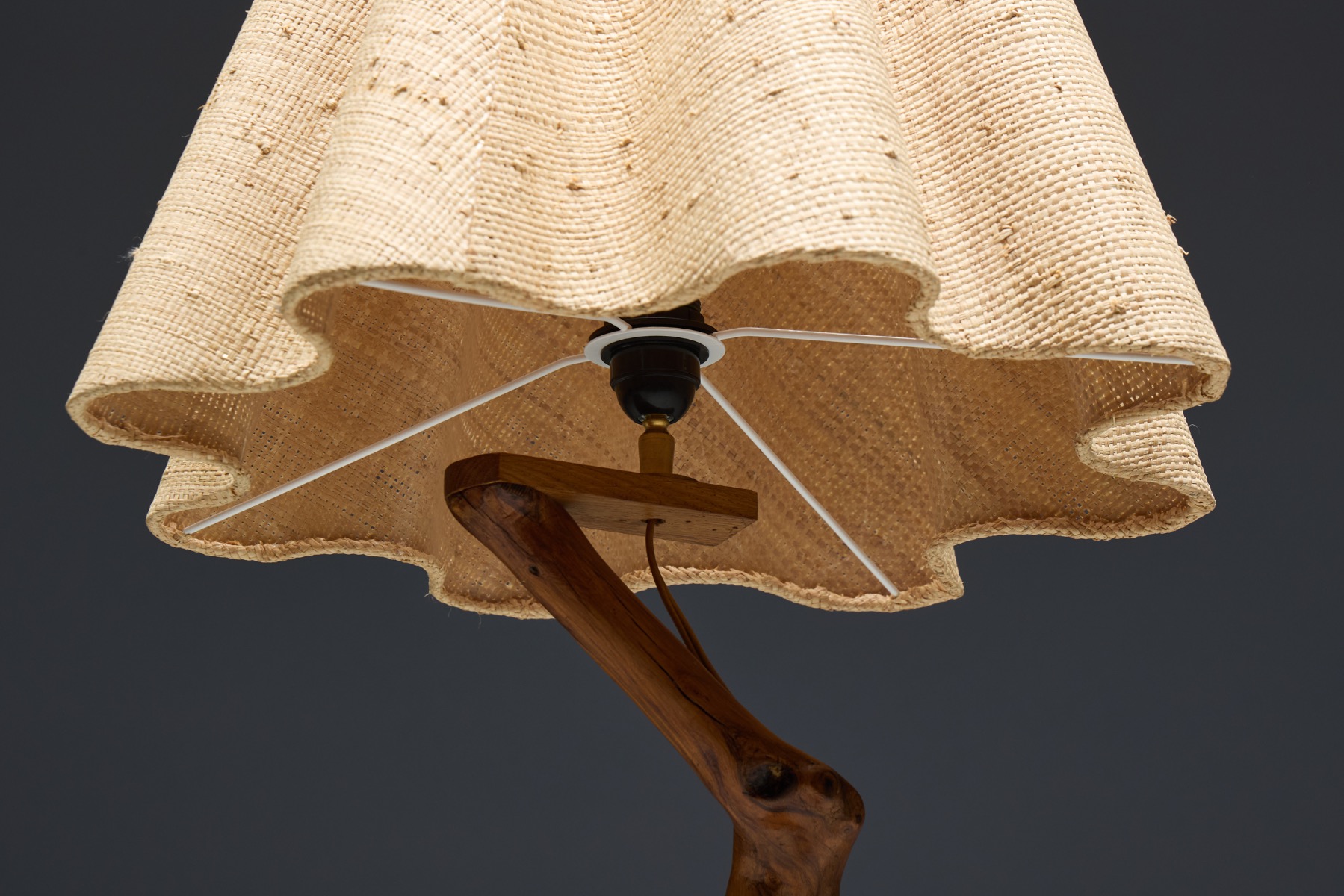 Brutalist Organic Wood Floor Lamp, France - 1970s