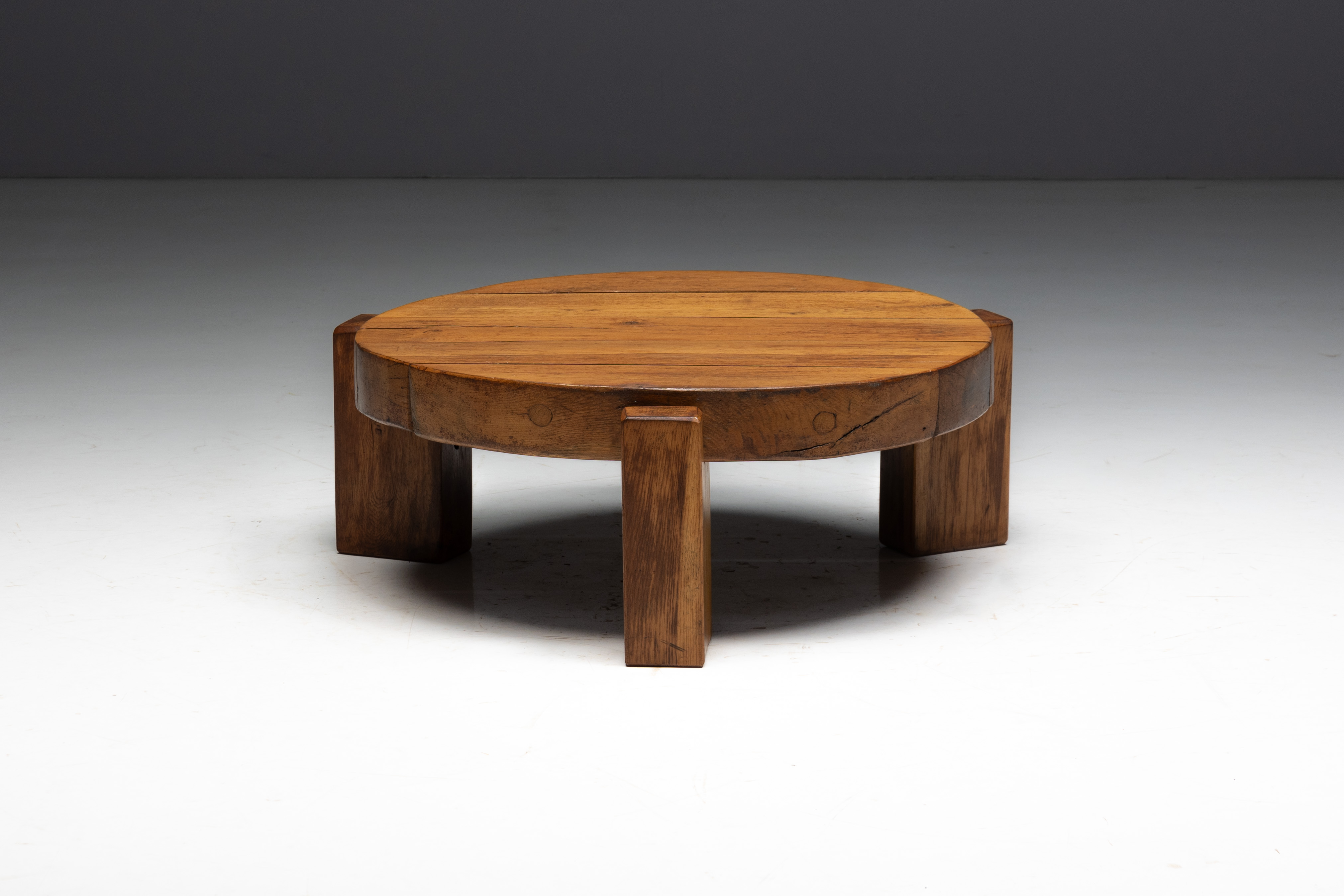 Brutalist Round Coffee Table - Mid-20th Century