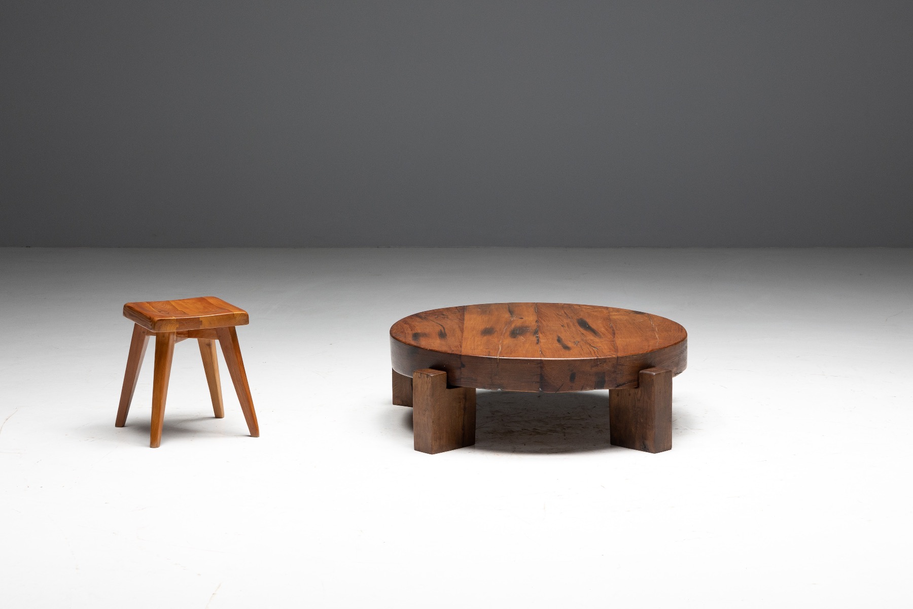 Brutalist Round Coffee Table - 1950s
