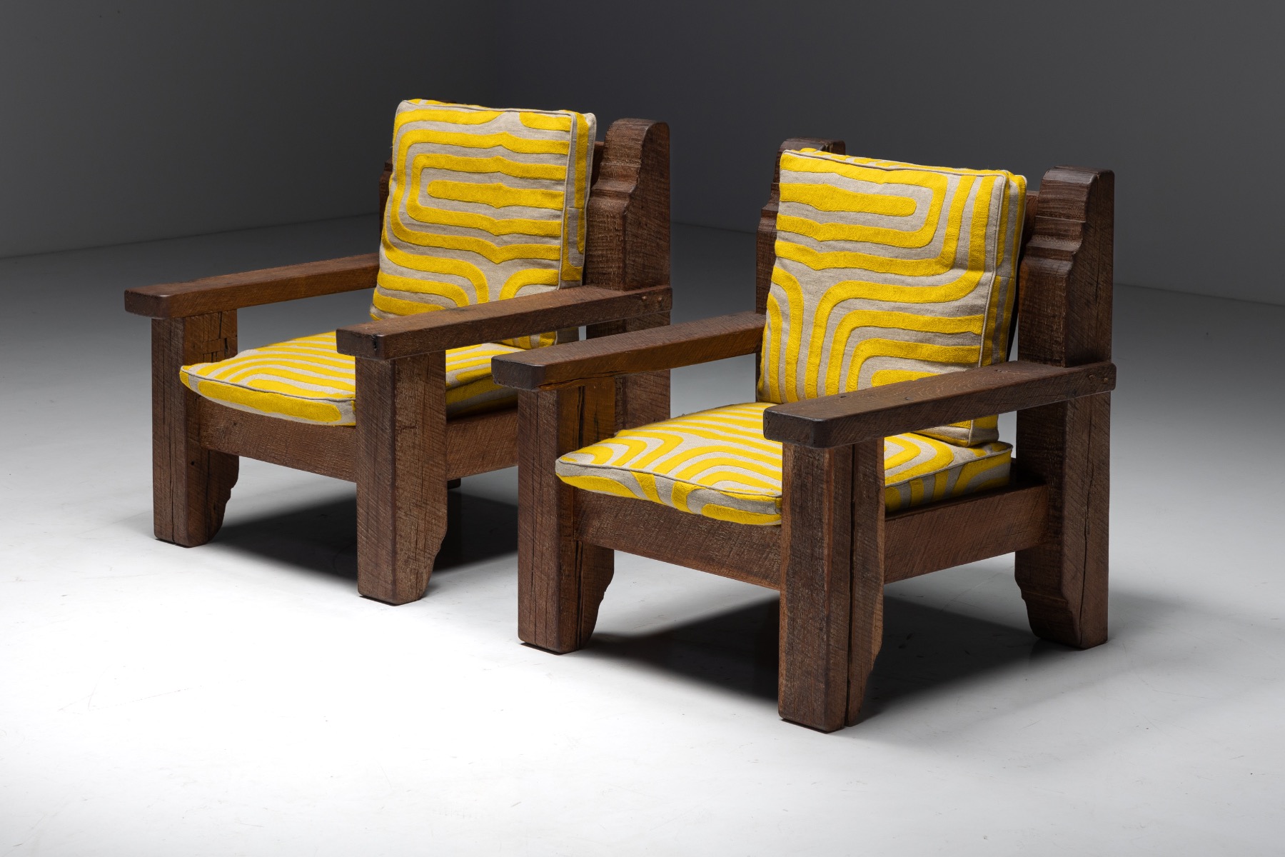 Brutalist Naive Lounge Chairs - 1950s