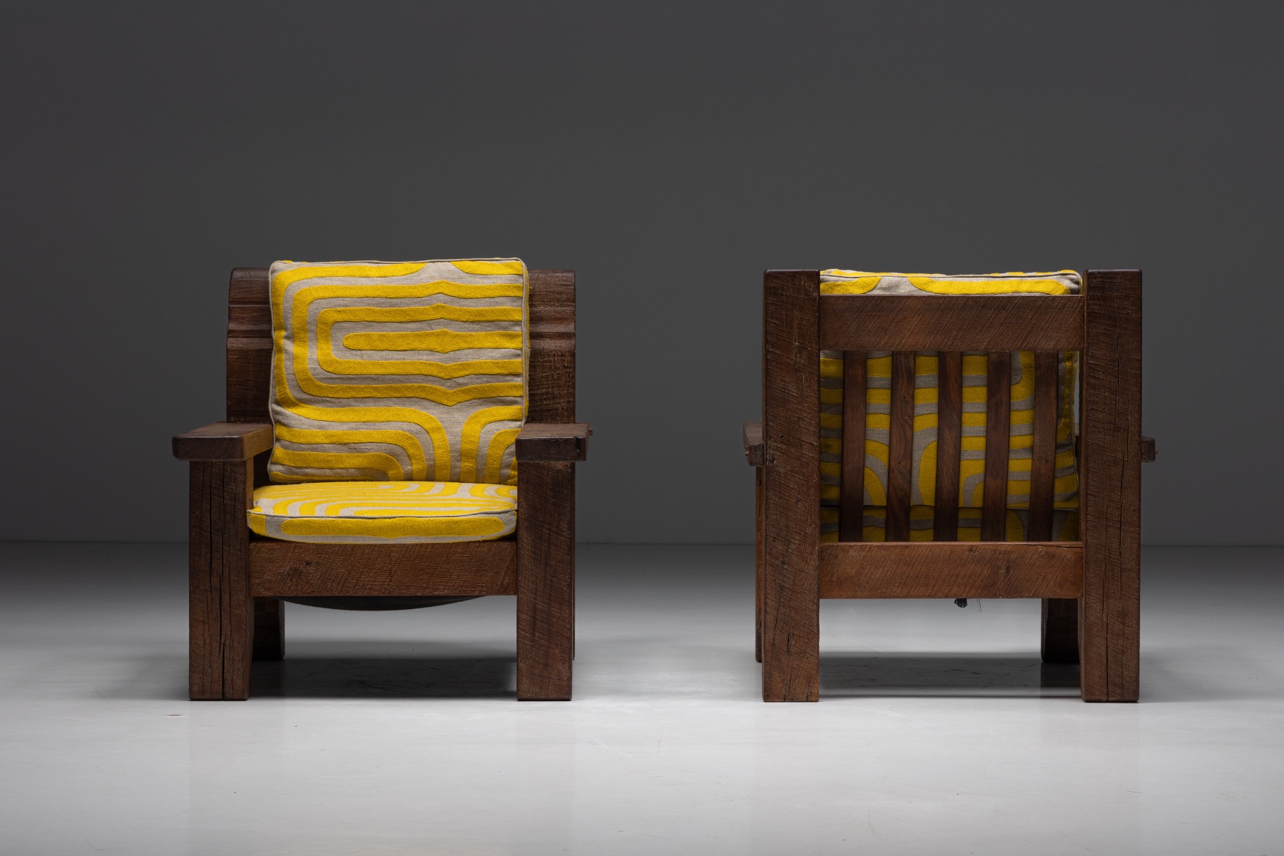 Brutalist Naive Lounge Chairs - 1950s