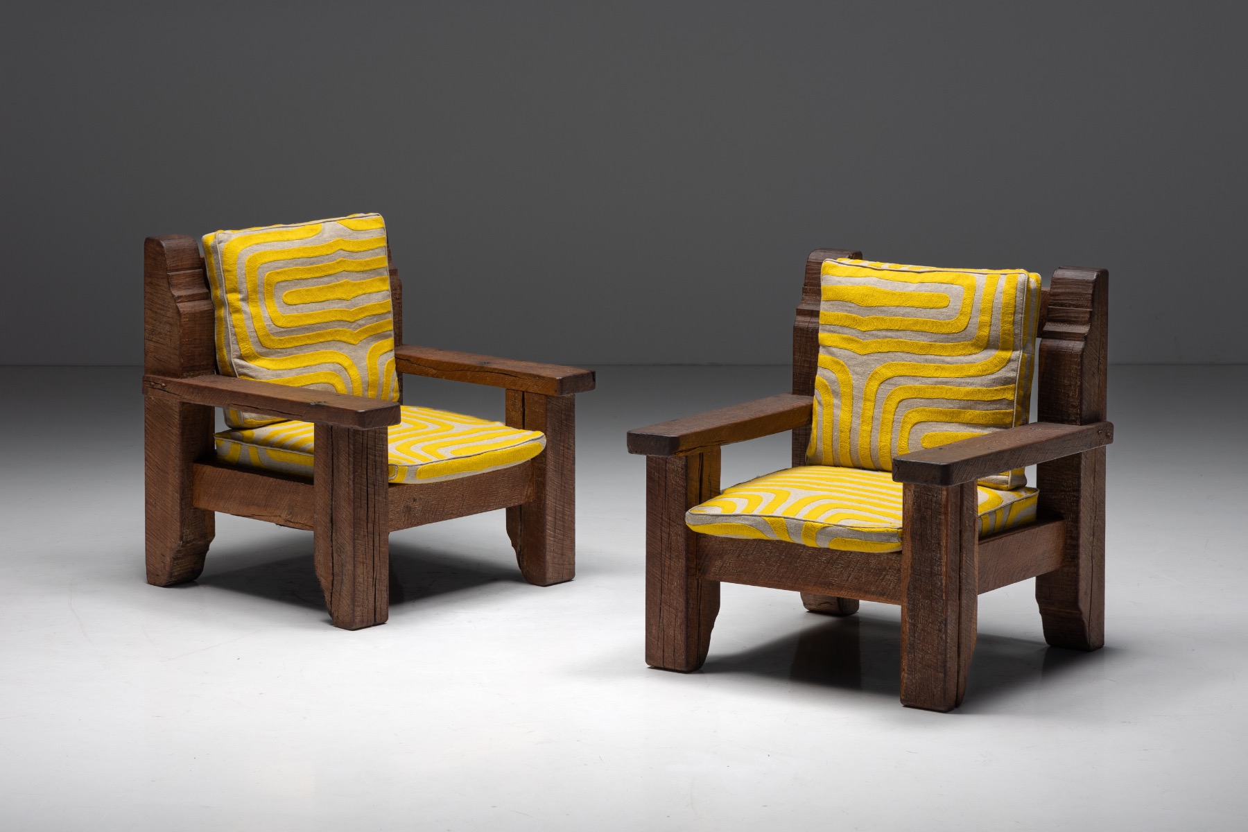 Brutalist Naive Lounge Chairs - 1950s