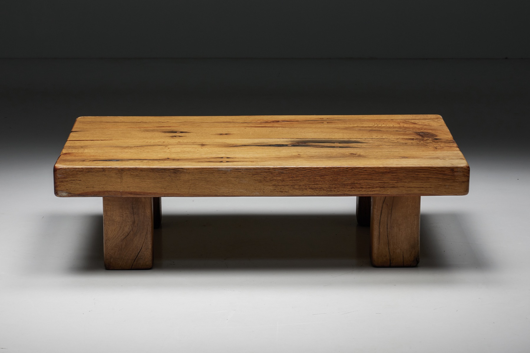 Brutalist Solid Wood Coffee Table - 1940's