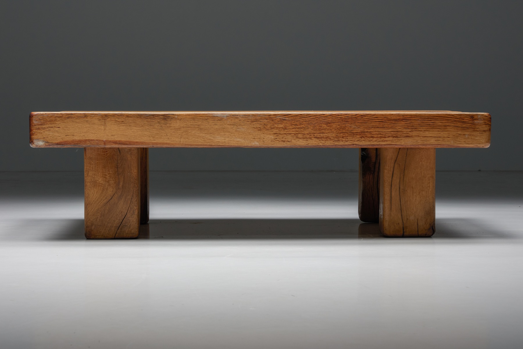 Brutalist Solid Wood Coffee Table - 1940's