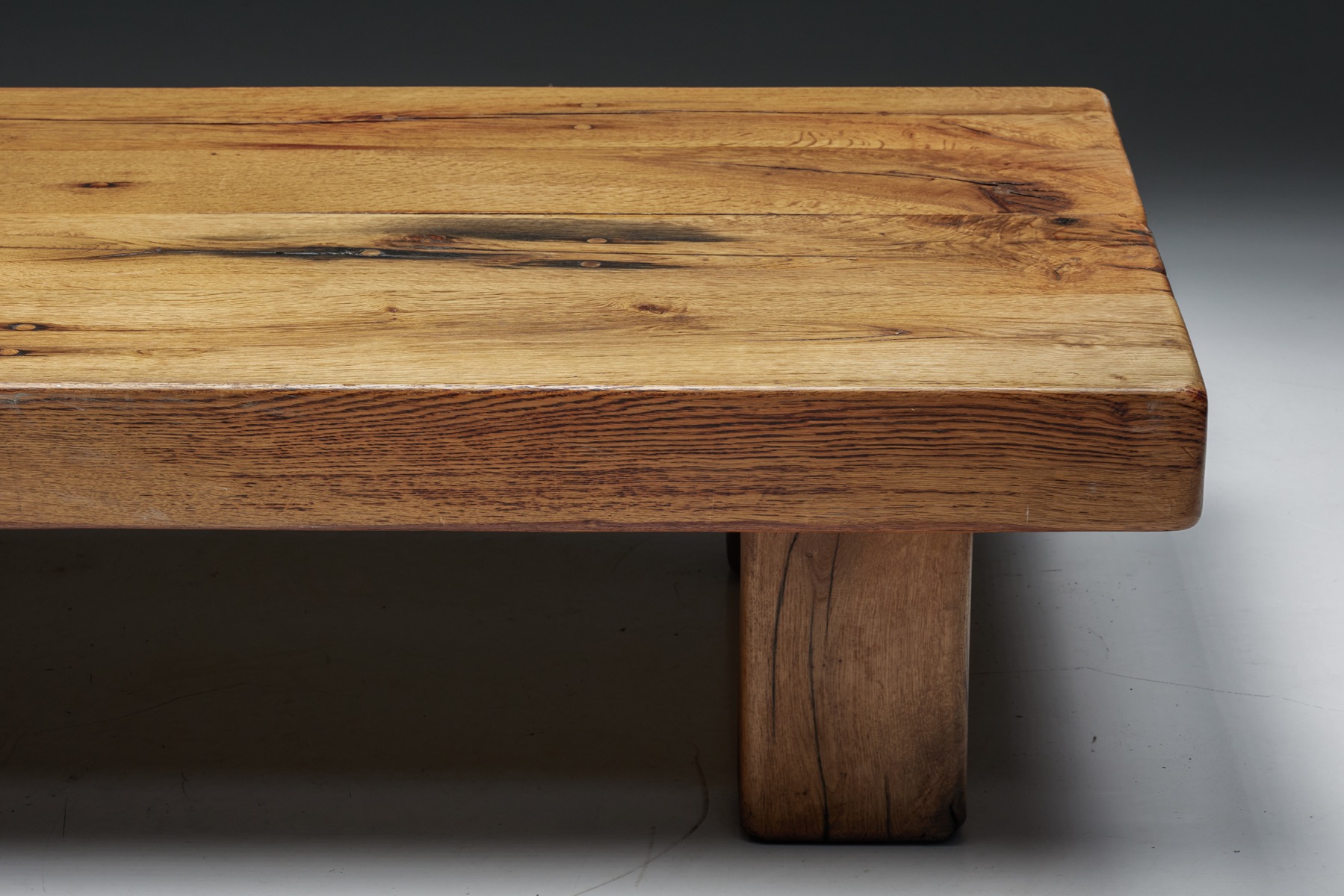 Brutalist Solid Wood Coffee Table - 1940's