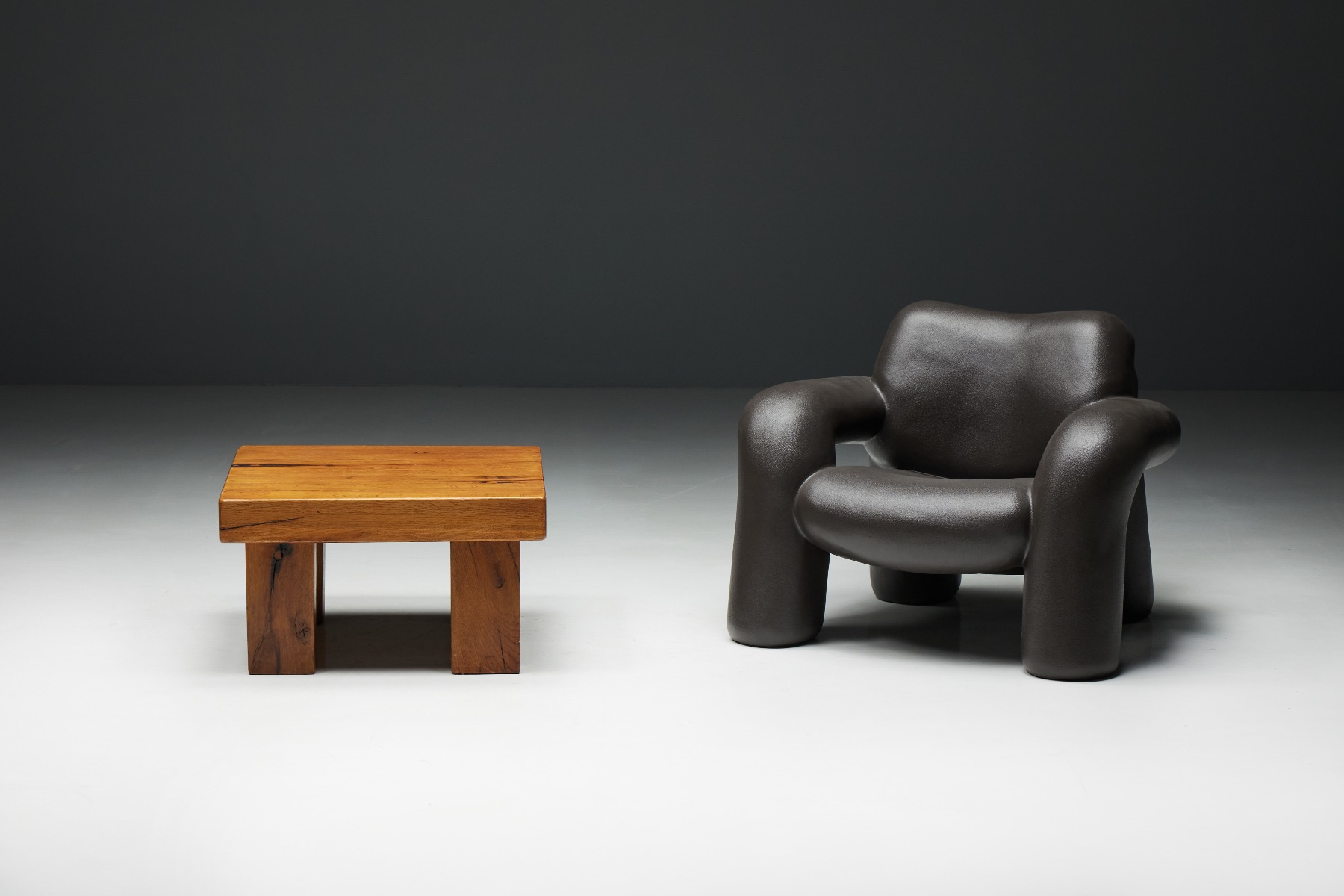 Brutalist Square Coffee Table - 1950s