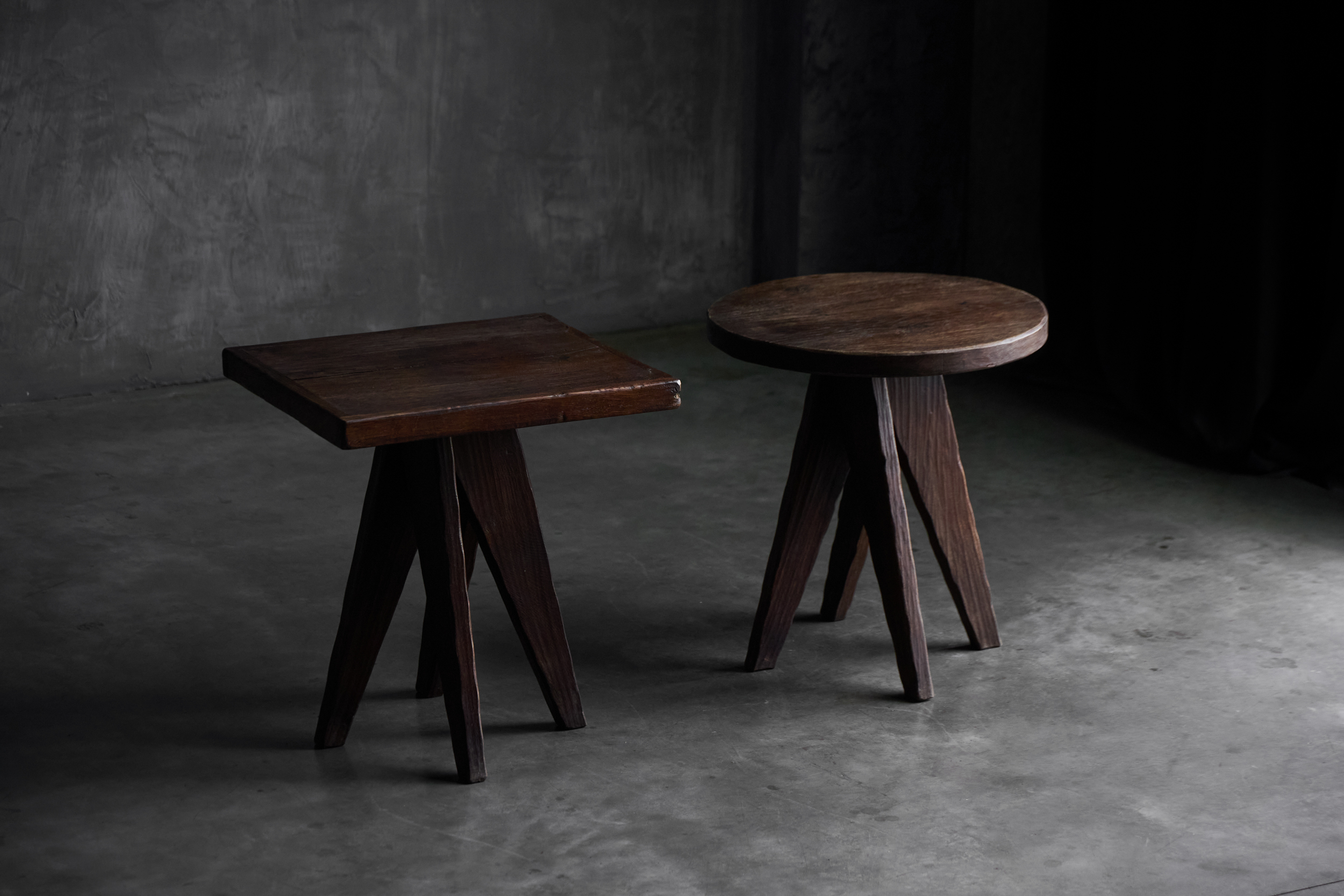 Brutalist Wooden Tables, France - Mid-20th Century
