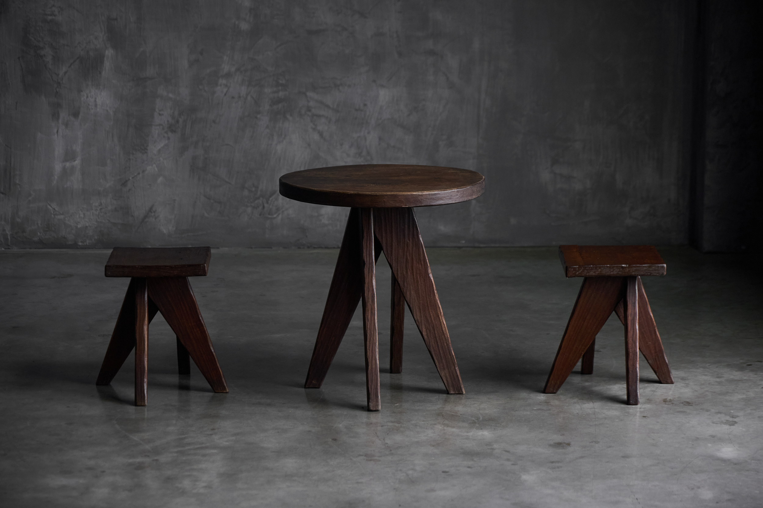Brutalist Tabouret Stools, France - Mid-20th Century